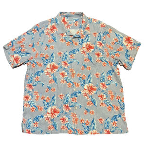 Tommy Bahama Men’s Size:XL 100% Silk Hawaiian Loop Collar Camp Button Shirt